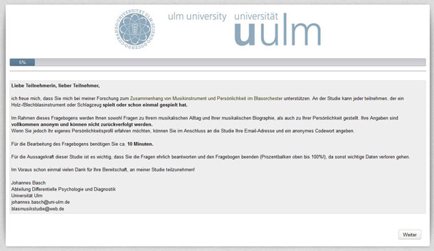 Umfrage Blasmusik Screenshot