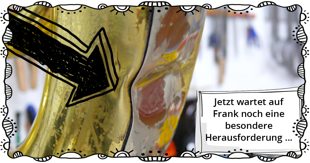 Heftiger Knick im Bogen einer Tuba