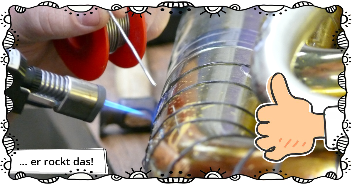 Lötarbeiten an der Tuba