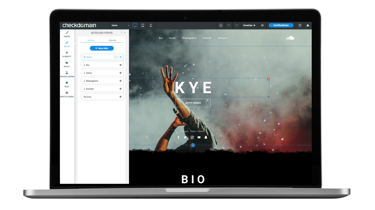 Bearbeitung der Navigation im Editor