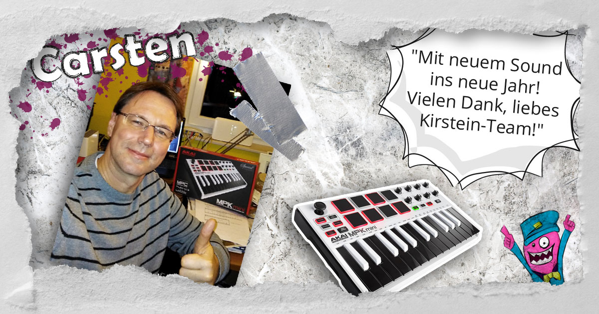 Carsten aus Niedersachsen hat einen Akai MPK mini MK2 Keyboard-Controller gewonnen.