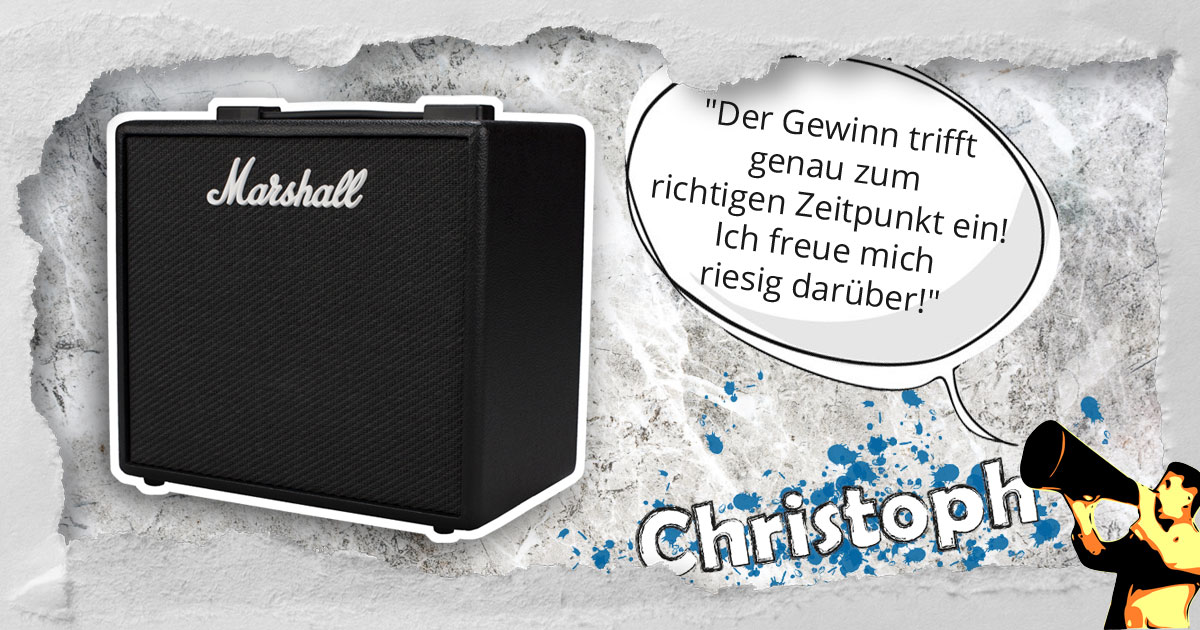 Christoph aus dem Ruhrgebiet hat einen Marshall CODE 25 Gitarrenverstärker gewonnen.