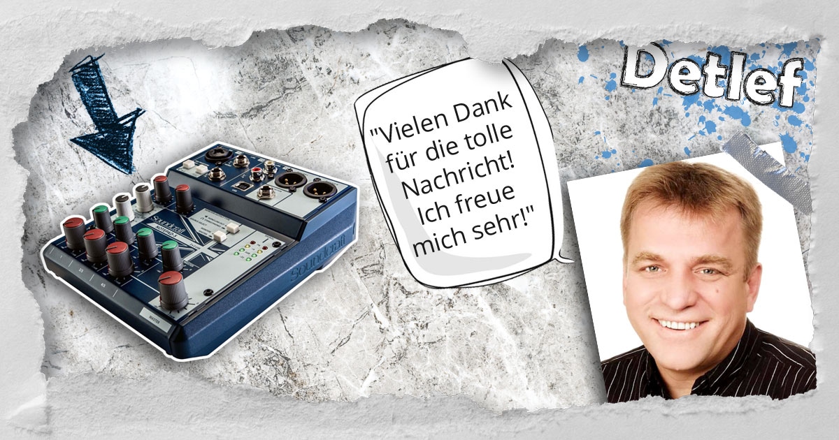 Detlef aus Ostwestfalen hat ein Soundcraft Notepad-5 Kompaktmischpult gewonnen.
