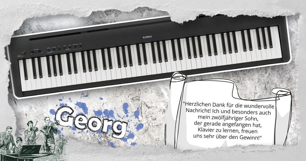 Georg aus Baden-Württemberg hat ein Kawai Stagepiano ES-110 gewonnen.