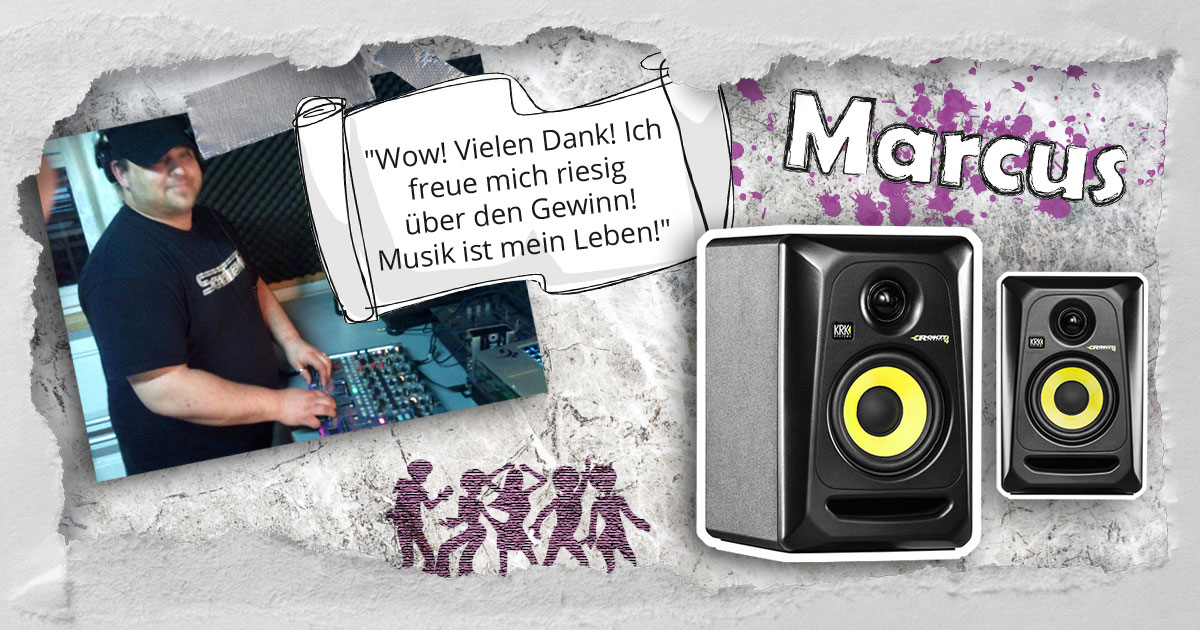 Marcus aus Schwaben ist als DJ unterwegs und hat ein KRK Rokit Studiomonitor-Set gewonnen.
