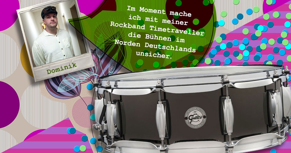 Dominik aus Schleswig-Holstein hat eine Gretsch Full Range Series Black Nickel over Steel Snare Drum gewonnen.