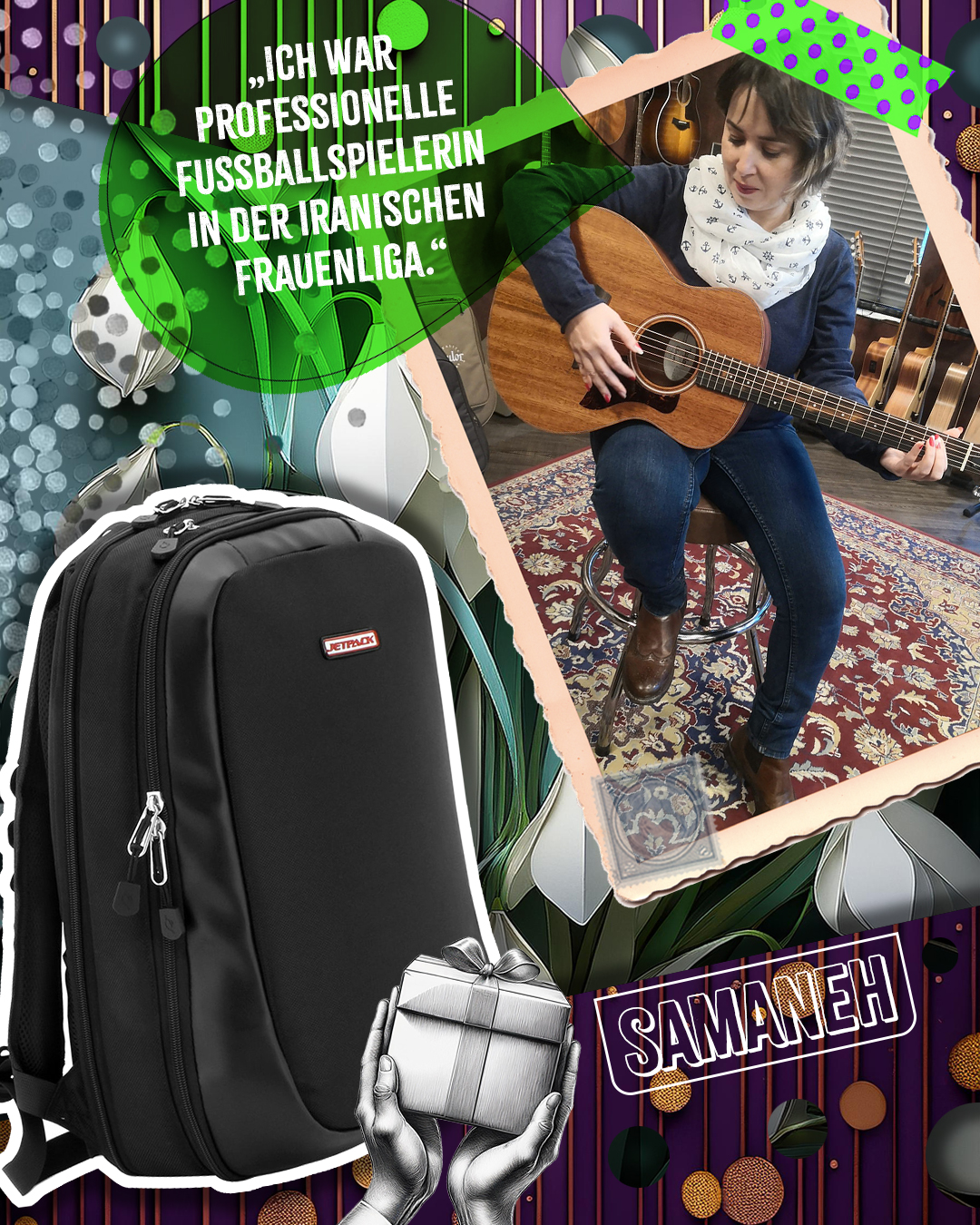 Gewinnercollage: Gewinnerin Samaneh aus Österreich