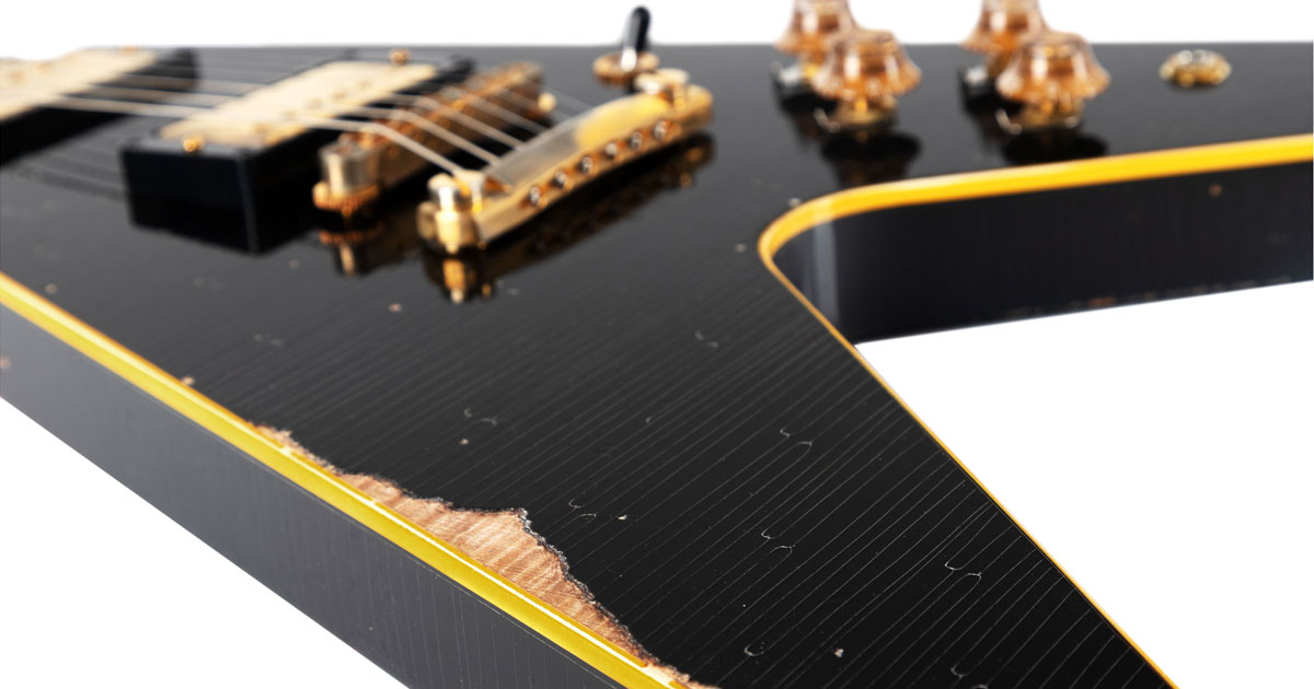Gibson Heavy Aged Flying V Standard Ol' Witch Ebony.
