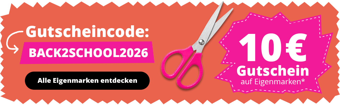 Desktop Banner um mit dem Gutscheincode BACK2SCHOOL2026 bis zum 13. September 10 Euro auf Eigenmarken bei Musikhaus Kirstein zum Schulanfang zu sparen