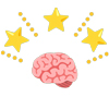 Emoji von einem Gehirn um zu zeigen, dass Musik die Konzentration und das Gedächtnis trainiert