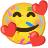 Emoji von einem Smiley der viel Farbe im Gesicht hat um zu verdeutlichen, dass Musik die Kreativität und den Ausdruck fördert
