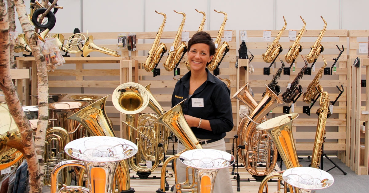MusiConnect 2017: Messestand Blasinstrumente.