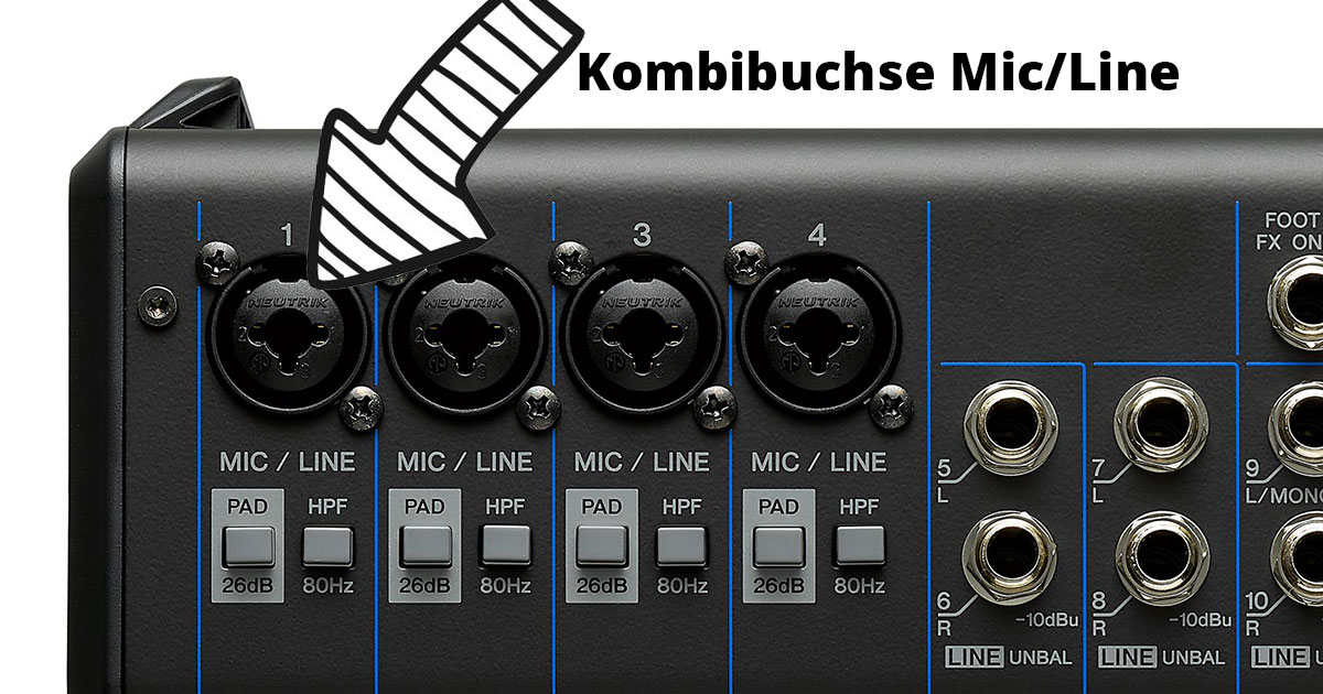 Kombibuchsen beim Yamaha-Mischpult MG10XUF.