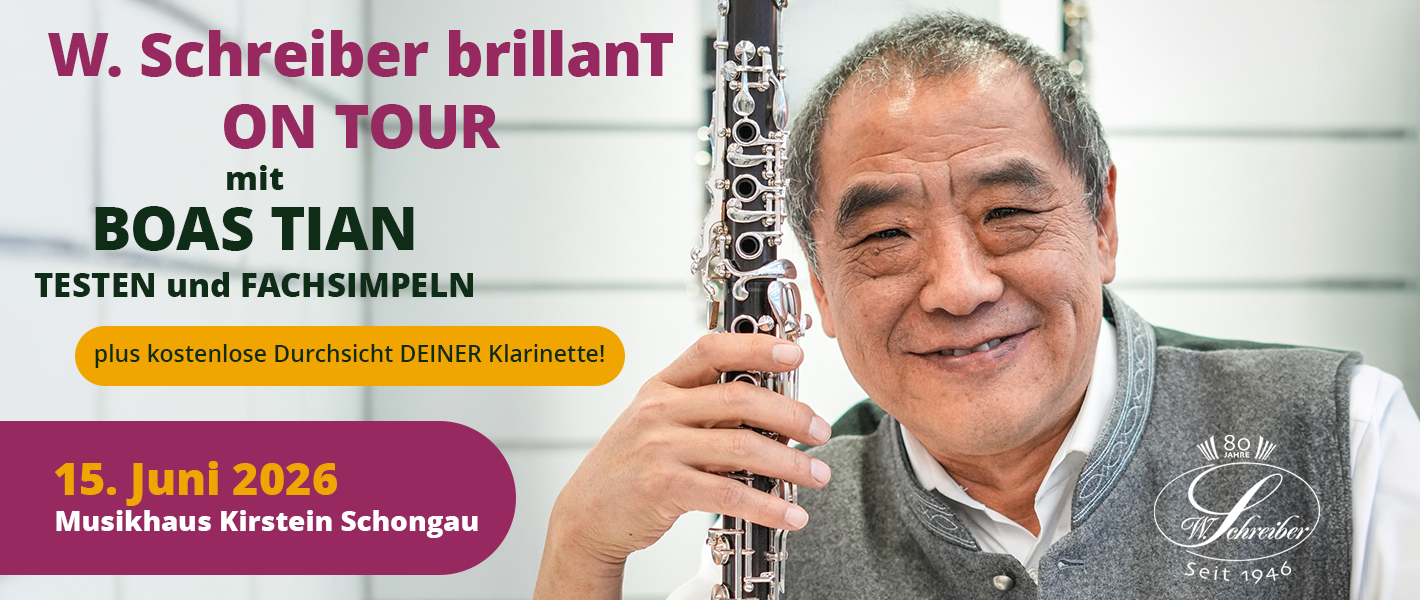 W. Schreiber brillanT on Tour mit Boas Tian am 15. Juni 2026 im Musikhaus Kirstein