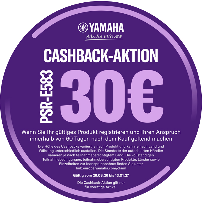 RTM069 Yamaha Play now E583 30 Euro Cashback