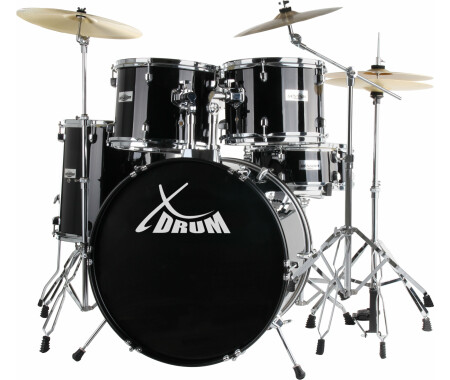 Batterie XDrum Semi 22 Standard Midnight Black | 5 Pièces + Cymbales Crash/Charleston | Pieds Inclus