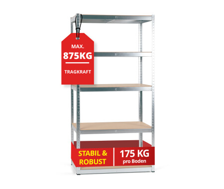 Extra stabiles Regal für Werkstatt, Keller oder Speisekammer mit maximal 875kg