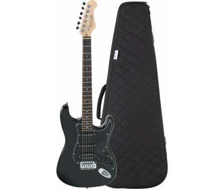 Rocktile Pro ST60-BK E-Gitarre All Black Softcase Set
