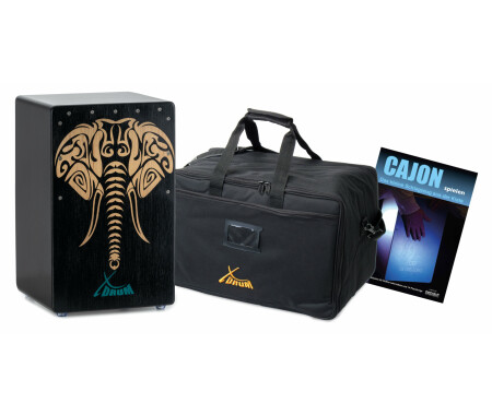 Cajon XDrum Design Série Elephant - Instrument Percussion Avec Impression Éléphant, Basse Puissante Et Snare Intégré