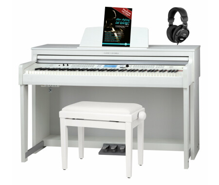 Classic Cantabile DP-A 610 E-Piano Weiß matt Set inkl. Bank, Kopfhörer und Schule