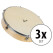 XDrum HTM-12S 12" Handtrommel met Natuurlijk Vel 3x Set