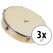 XDrum HTM-10S 10" Handtrommel met Natuurlijke Vellen 3x Set