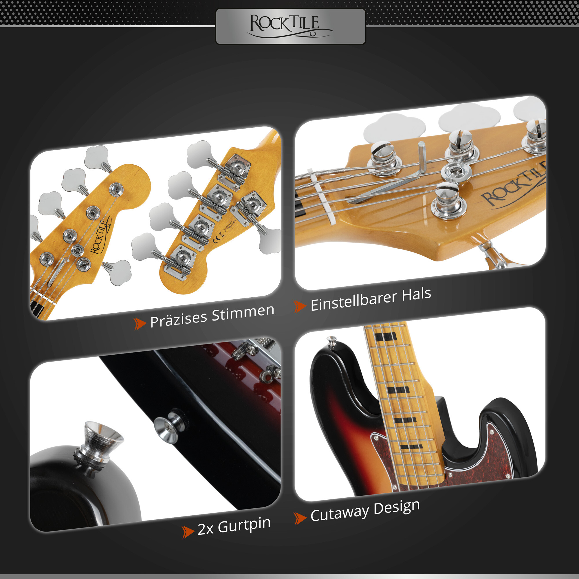 Rocktile Pro JBS50-SB E-Bass Sunburst Abbildung 3