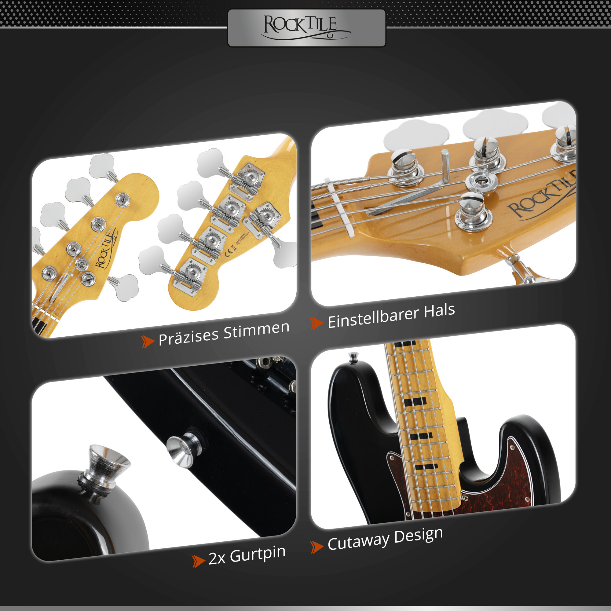 Rocktile Pro JBS50-BK E-Bass Schwarz Abbildung 3