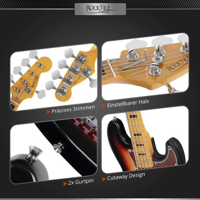 Rocktile Pro JBS50-SB E-Bass Sunburst Abbildung 3