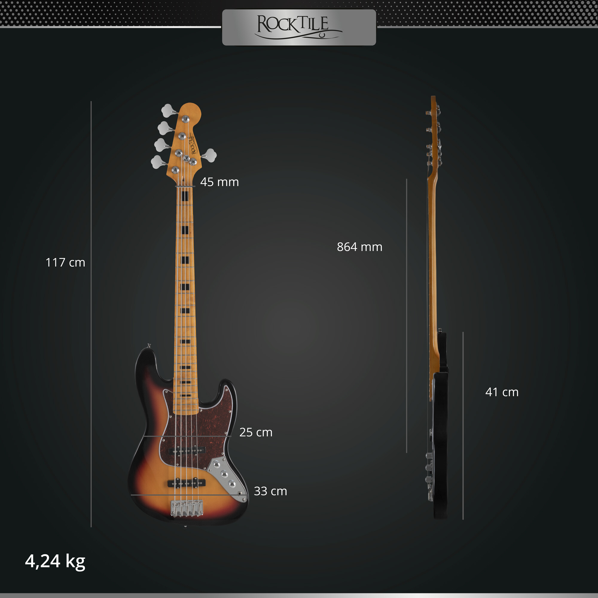 Rocktile Pro JBS50-SB E-Bass Sunburst Abbildung 5