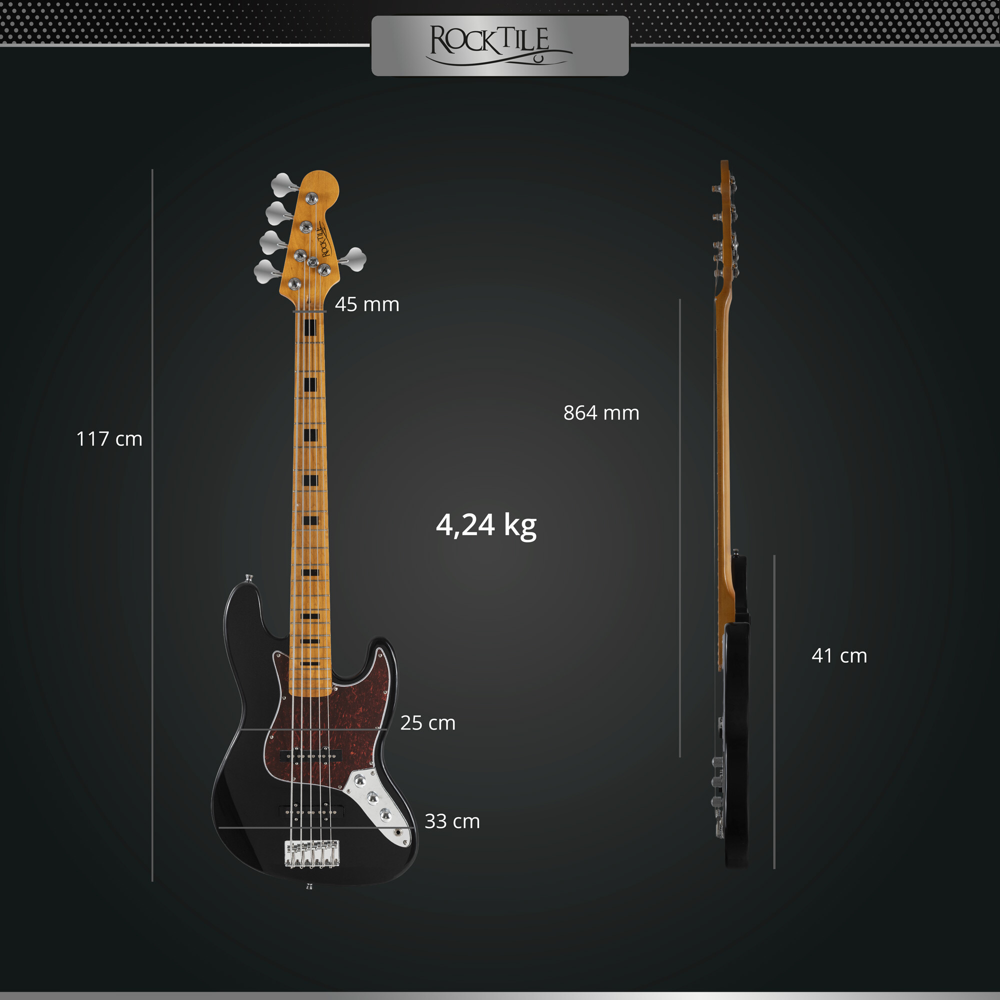 Rocktile Pro JBS50-BK E-Bass Schwarz Abbildung 5
