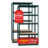 Stagecaptain Heavyrack Opslagrek Houten Planken Donkergroen, max. 875 kg 4x Set 