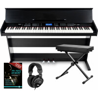 FunKey DP-88 II Digitalpiano zwart set met keyboardbank, koptelefoon en pianoles 