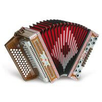 Strasser 4/III De Luxe Harmonika 4-reihig, 3-chörig G-C-F-B, mit X-Bass, Mahagoni/Schwarz 