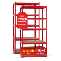 Stagecaptain Heavyrack Opslagrek Houten Planken Rood, max. 875 kg 4x Set 