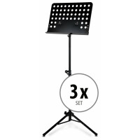 Classic Cantabile Atril Orquestal de Chapa Perforada Heavy Negro Set de 3 