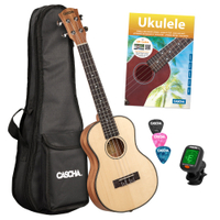 Cascha 2155 Solid Top Tenor Ukulele Bundle 