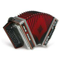 Strasser 4/III De Luxe E Harmonika 4-reihig, 3-chörig B-Es-As-Des, mit X-Bass, Schwarz/Rot 