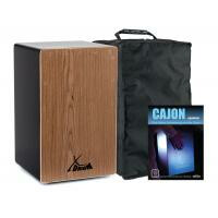 XDrum Cajon Primero Bass Port Black/Walnut Set incl. Cajonschool & Tas 