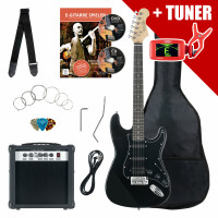 Rocktile Banger's Powerpack E-Gitaar Set Zwart incl. Versterker, Tas, Stemapparaat, Kabel, Riem, Snaren en School incl. CD/DVD 