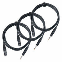 Pronomic Stage XFJ-2.5 Mikrofonkabel XLR/Klinke 2,5 m Schwarz 3er Set 