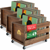 Stagecaptain SPKB-100 BN Cassa per Dischi "Emil" in Bambù Marrone Set da 3 