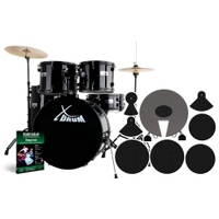XDrum Rookie 22" Fusion Drumstel Zwart plus Demperset 