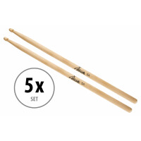 5 Paires de Baguettes de Batterie XDrum 5A Wood Tip 