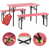 Stagecaptain Hirschgarten Bierzeltgarnitur für Balkon 117 cm Pink 