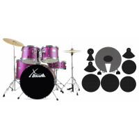 XDrum Semi 22" Standard Batería Satin Purple Sparkle Set + Amortiguadores 
