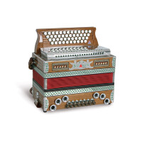 Strasser 4/II Classic Harmonika 4-reihig, 2-chörig G-C-F-B, mit X-Bass, Nussholz/Rot 