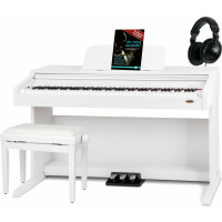 Classic Cantabile DP-210 WM E-Piano blanco mate Set incl. banco, auriculares y escuela 