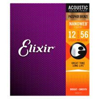 Elixir 16077 Cordes Acoustiques Bronze Au Phosphore Nanoweb Light/Medium 