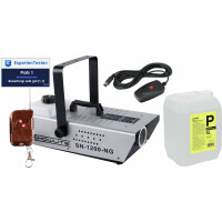 Showlite SN-1200 Machine à Fumée 1200W avec Télécommande Set avec 5l de Liquide 
